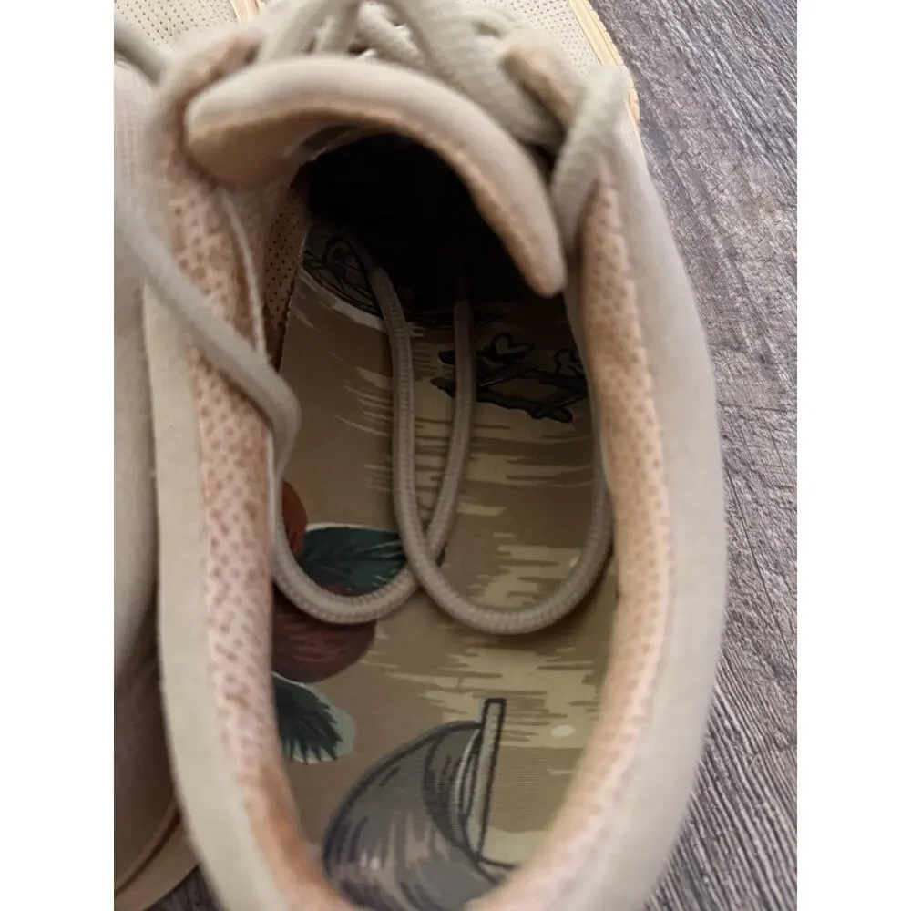 Tommy Bahama Rum Runner Perforated Leather Sneakers Shoes Mushroom Men Size 8